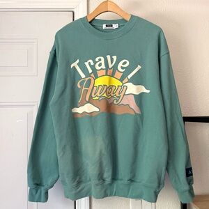 THE‎ MAYFAIR GROUP green graphic crew neck cotton oversized pullover sweater